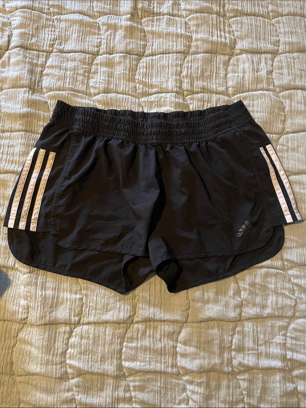 adidas Women’s Black Running Shorts with White Side Stripes